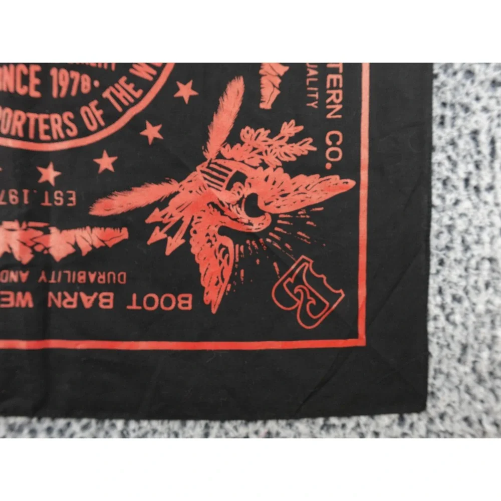 Boot Barn Western Co Bandana Black Red Eagle American Trademark Graphic OS